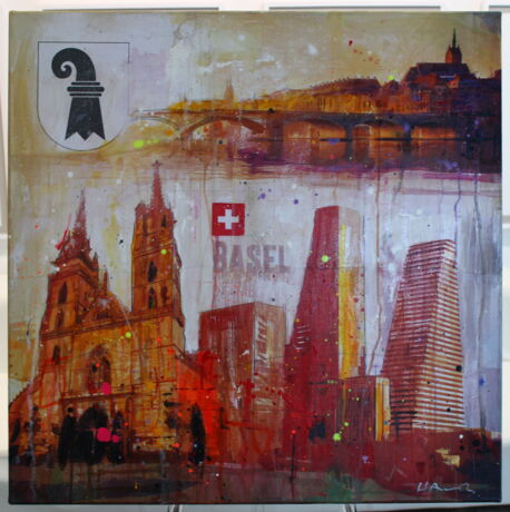Markus Haub: Basel (Mischtechnik aus Foto und Acryl auf Leinwand, gespannt auf einen Keilrahmen) 80 x 80 cm, 1.800 €